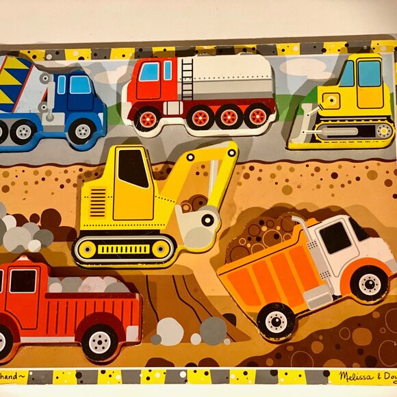 Melissa & Doug Toddler‎ Truck Puzzle | 12x9 Wooden Vehicles | Durable & Fun! - Picture 2 of 3